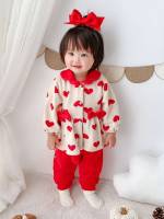 Long Sleeve Heart Bow Cute Baby Clothing 8076