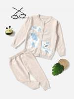 Apricot Long Sleeve Cartoon Button Baby Knitwear 172