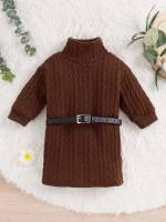 Long Sleeve High Neck Plain Regular Fit Baby Clothing 5849