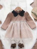  Short Peter Pan Collar Contrast Mesh Baby Clothing 7414