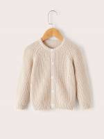 Button Front Apricot Regular Plain Baby Knitwear 974