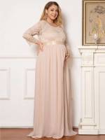 Regular Fit Glamorous Maxi Round Neck Baby  Mom 1713