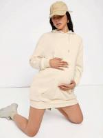 Drawstring Oversized Long Plain Maternity 1135