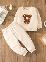 Regular Fit Casual Round Neck Cartoon Baby  Mom 359