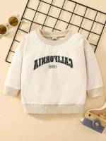 Long Sleeve Apricot Letter Baby Sweatshirts 9165