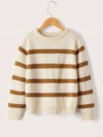 Rib-Knit Striped Casual Boys Sweaters 5129