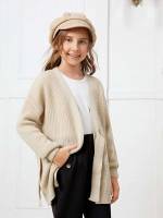 Regular Fit Knot Long Sleeve Casual Girls Cardigans 3095