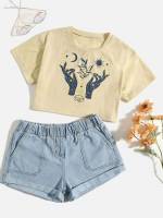  Regular Fit Short Sleeve Regular Girls T-Shirts 3547