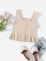 Sleeveless Casual Pearls Regular Fit Kids Clothing 4938