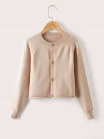 Button Front Apricot Long Sleeve Girls Knitwear 430