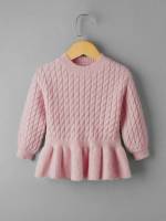 Long Sleeve Ruffle Hem Round Neck Toddler Girls Clothing 4393