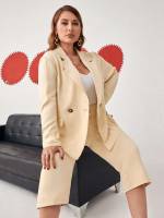  Zipper Lapel Plain Plus Size Suit Sets 4010