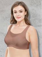  Plain Sleeveless Apricot Plus Size Sports Bras 7158