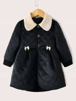 Plain Collar Bow Toddler Girl Winter Coats 6017