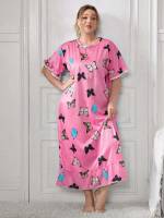  Round Neck Ruffle Plus Size Nightgowns  Sleepshirts 382