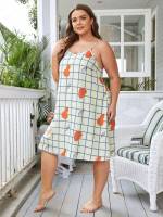  Plaid Apricot Women Plus Sleep  Lounge 727