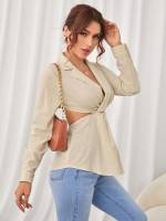 Regular Plain Long Sleeve Cut Out Women Clothing 2603