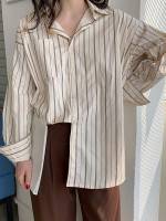 Casual Long Oversized Striped Women Tops, Blouses  Tee 9467