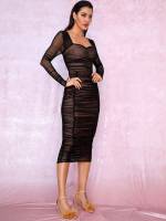 Slim Fit Glamorous Sheer Midi Women Clothing 415