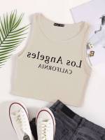 Apricot Slim Fit Round Neck Casual Women Tank Tops  Camis 830