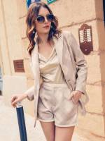  Long Sleeve Zipper Apricot Women Suit Sets 740