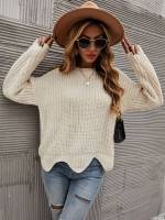 Oversized Regular Round Neck Long Sleeve Women Clothing 8689