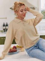 Plain Pocket Long Sleeve Casual Women Clothing 9492