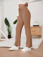 Apricot Long Drawstring Women Sweater Pants 4320