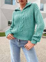 Regular Fit Hooded Zipper Casual Women Sweaters 612