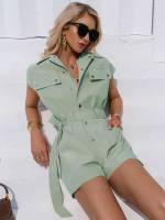 Regular Fit Sleeveless Casual Collar Women Jumpsuits 6320