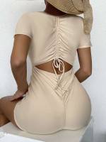  Apricot Cut Out Women Clothing 1416