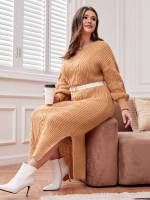 Regular Fit Elegant Apricot Women Plus Clothing 4970