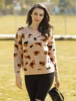 Long Sleeve V neck Regular Casual Women Knitwear 9484