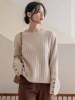  Plain Casual Long Sleeve Women Sweaters 129