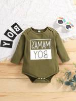 Long Sleeve Letter Round Neck Baby  Mom 340