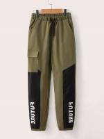 Long Drawstring Army Green Letter Boys Bottoms 790