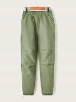 Long Army Green Pocket Regular Fit Kids Clothing 672