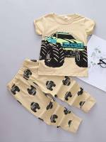 Car Army Green Toddler Boy Two-piece Outfits 430