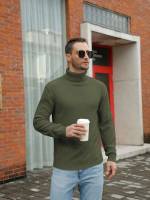 Plain High Neck Regular Fit Casual Men Knitwear 818