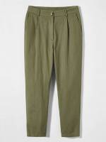  Army Green Cropped Button Men Suit Pants 1514