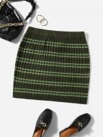 Short Striped Casual Plus Size Sweater Skirts 7886