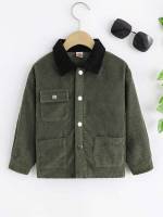 Collar Army Green Pocket Long Sleeve Toddler Boys Clothing 3987