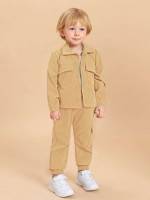 Plain Regular Fit Long Sleeve Toddler Boys Clothing 7625