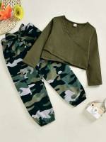 Regular Fit Camo Long Sleeve Casual Kids Clothing 4535