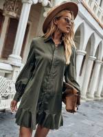 Short Cute Plain Long Sleeve Women Dresses 2421