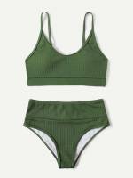  Plain Spaghetti Strap Women Swimwear 354