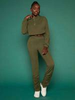  Army Green Casual Long Sleeve Women Clothing 2945