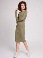 Slim Fit Round Neck Plain Knee Length Women Dresses 227