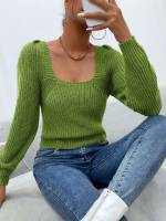 Casual Regular Fit Square Neck Women Sweaters 5797