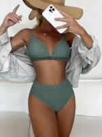 Army Green  Women Swimwear 8349